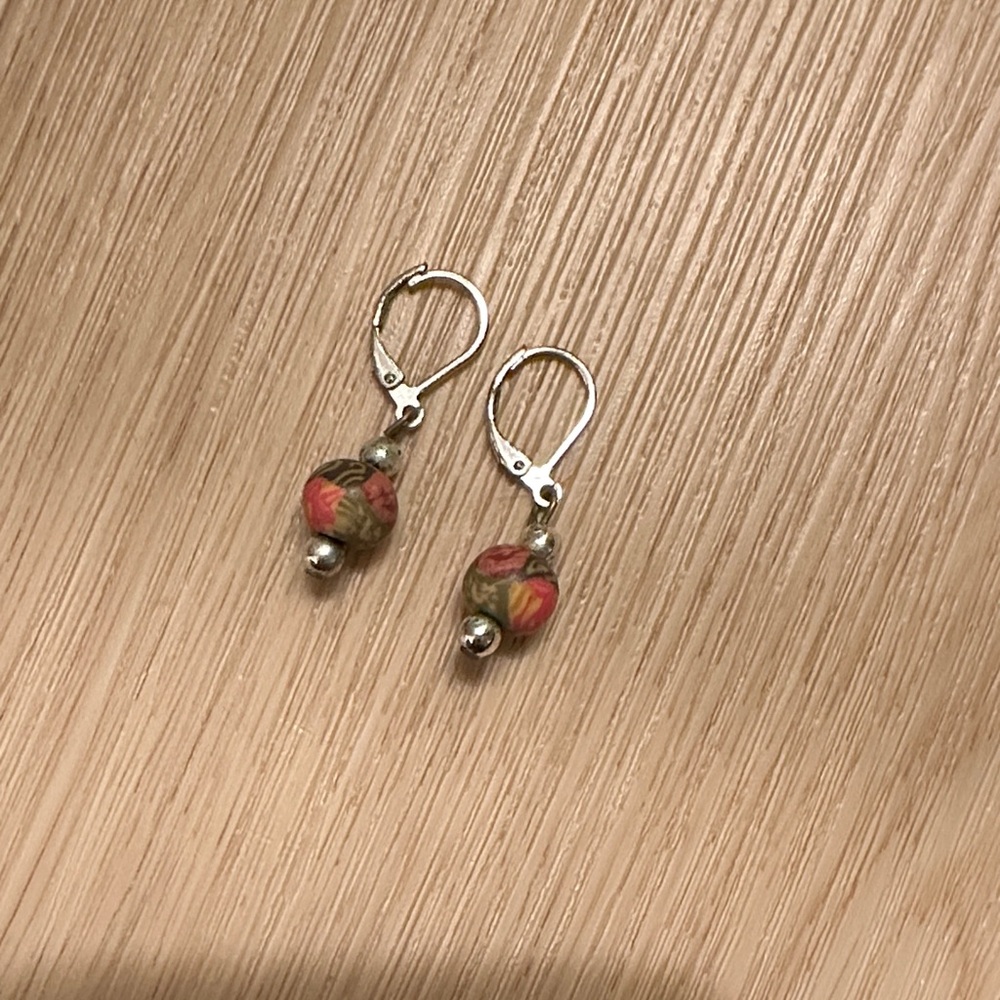 Elegant Pink and Green Dangle Earrings